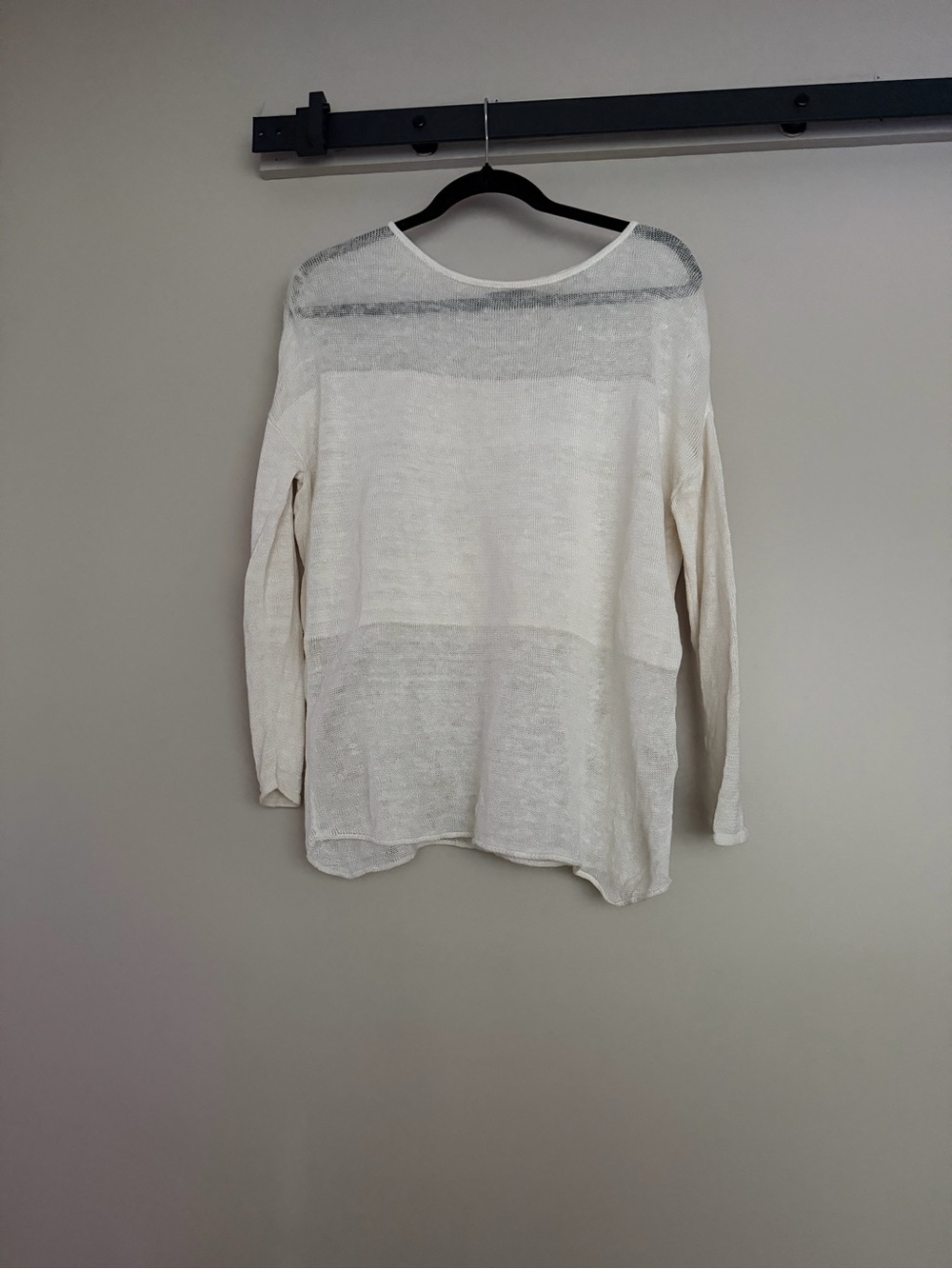 ALICE + OLIVIA Lightweight Sheer Knit Linen Top in Cream, Sz XS